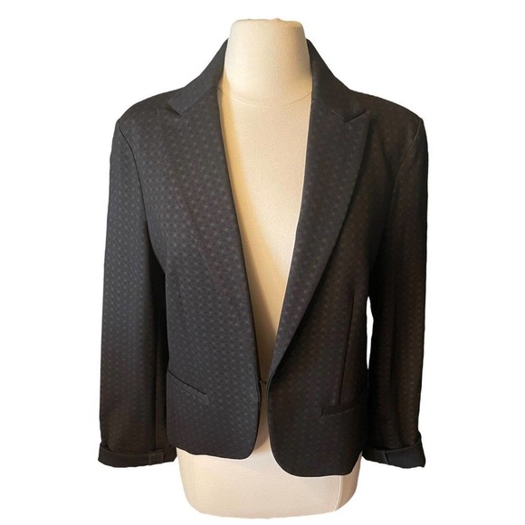 Amanda + Chelsea Black and Brown Blazer Basketweave Size 14 - Picture 1 of 9